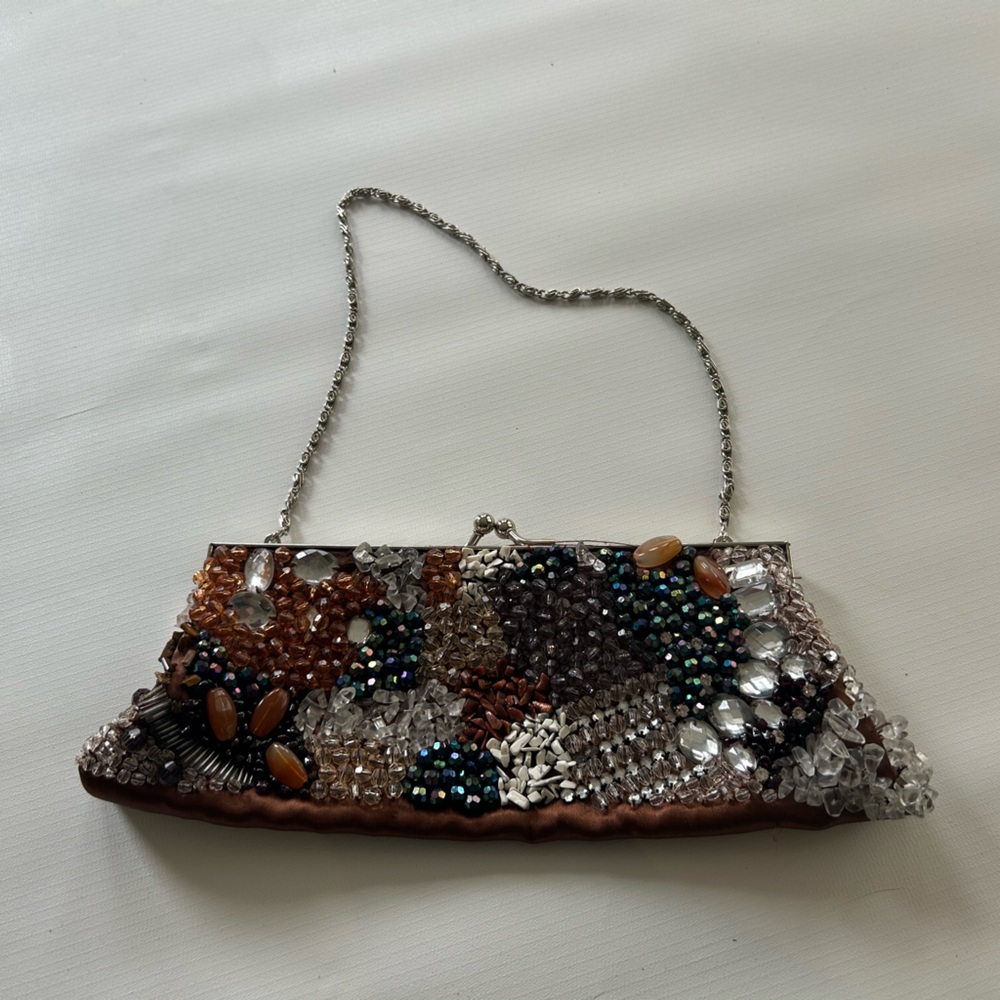 Elegant Embellished Clutch with Chain Strap